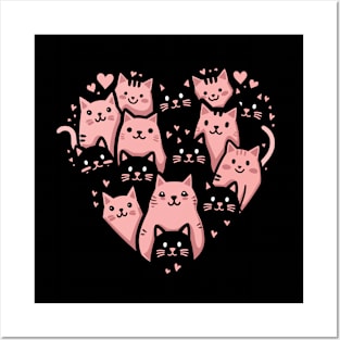 Cats Valentines Heart Posters and Art